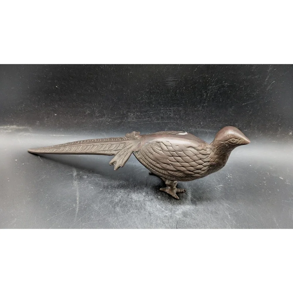 Vintage Brass Pheasant Figurine Long Tail Bird Statue Mid Century Decor 12